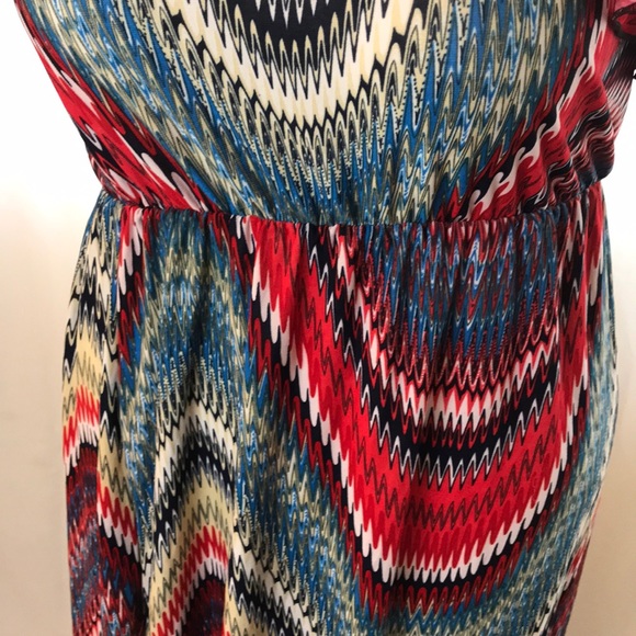 Red White Blue Dress Ruffle one shoulder Retro 4th fourth of july USA America - Picture 6 of 7